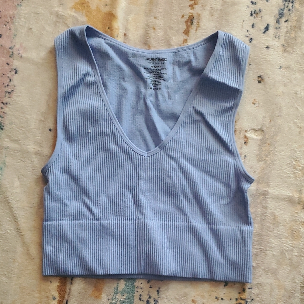 Ardene Light Blue Ribbed V-Neck Crop Top